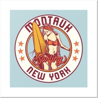 Vintage Surfing Badge for Montauk, New York Posters and Art